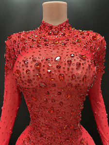 Mới lạ Y2344 Xu Hướng Ăn Mặc 2024 New Arrivals Mini Dress Dài Tay Áo Nâu Ăn Mặc Phụ Nữ Với Rhinestone Cho Prom - Product Image 5