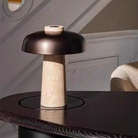 Lampe de table en pierre Huangdong de style nordique danois, style Wabi-Sabi, luxe, rechargeable, à commande tactile, fonctionne sur batterie, pour chambre à coucher