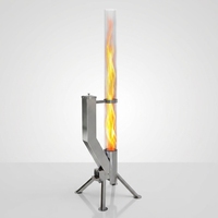 Chauffage extérieur portable à pellets de bois moderne et écologique, design élégant en acier inoxydable brossé, durable et sûr
