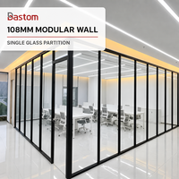 Cloison modulaire tout-en-un en aluminium et verre de 108 mm, système 4-en-1 pour les hubs commerciaux et les bureaux