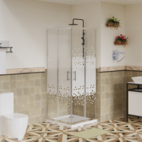 Porte de Douche Coulissante Carrée en Verre Trempé de Haute Qualité avec Cadre Brossé en Alliage d'Aluminium, Design Moderne, Dimensions 80x80, 90x90, 100x100, Certifiée CE