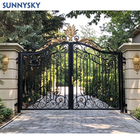 Sunnysky Portes de jardin automatiques en fer forgé personnalisées Porte d'entrée coulissante électrique design pour l'extérieur