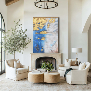 Dipinto Astratto Moderno in <span class=keywords><strong>Oro</strong></span> su Tela Blu Navy, Arte <span class=keywords><strong>Verde</strong></span> a Impasto, Olio Personalizzato di Alta Qualità, Fatto a Mano, Vendita all'Ingrosso - Product Image 5