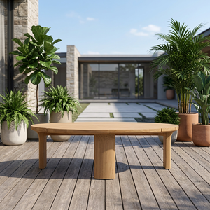 Mesa de Centro Redonda de Madera de Teca para Exteriores <span class=keywords><strong>Lagos</strong></span>, Muebles de Exterior Personalizados para Sala de Estar, Hotel, Estilo Moderno - Product Image 5
