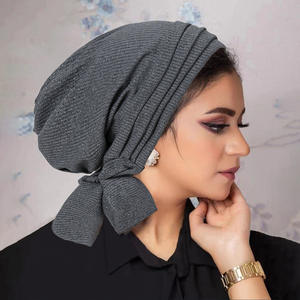 HZM-24026 plus récent couleur unie extensible Turban couvre-chef <span class=keywords><strong>chimio</strong></span> tête enveloppes pour les femmes musulmanes Protection des cheveux nuit sommeil casquette - Product Image 5