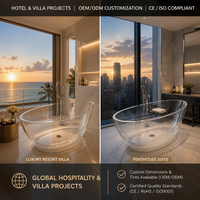 Baignoire autoportante en PC transparent, baignoire en plastique transparente pour hôtel, maison, salle de bain