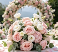 Kunstmatige bruidsdecoratie zijden rozenboeketten bloemen 10 hoofden roze rozenboeket bloemen