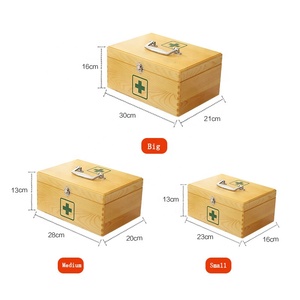 Cassetta per medicinali per uso domestico kit di pronto soccorso in legno vuoto portatile borsa per medicinali a due strati - Product Image 5