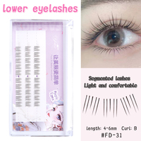 Yelix DIY Cluster Lashes 3D Lower Lashes Manga Flame Under False Lashes Strip Fluffy Cluster Bottom Eyelashes Korean Makeup