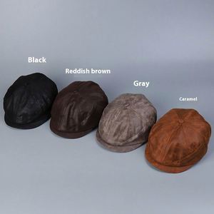 หมวกเบเร่ต์หนังกลับสไตล์อังกฤษย้อนยุคสำหรับผู้ชายและผู้หญิง แฟชั่นทันสมัย สไตล์ลำลอง รุ่นใหม่ล่าสุด - Product Image 2