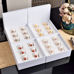 Tasses à thé en céramique réutilisables, lot de six petites tasses, idéales pour les dîners de famille, les banquets et les cadeaux, parfaites pour le thé de l'après-midi, avec illustrations créatives. - Product Image 1