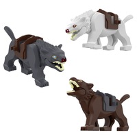 Bloques de Construcción con Temática de WoW, Lobo Gris con Silla de Montar, Juguete para Armar, Adorno Educativo, Regalo para Niños
