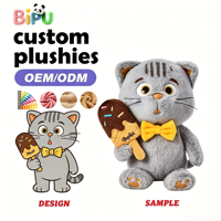 Fabricant de jouets en peluche OEM, peluche chat personnalisée avec logo, jouets en peluche doux selon votre design