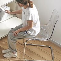 Chaise d'Appoint Empilable en Acrylique Moderne Bjflamingo Chaise à Dossier Transparent Chaise de Salle à Manger en PC