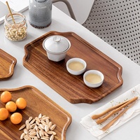 Assiette de service en bois massif d'acacia pour salade, steak, gâteau, plateau de service en bois