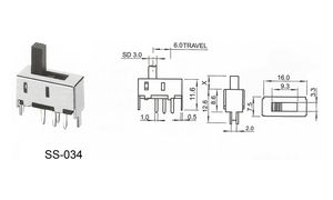 Interrupteur à glissière SS-034 interrupteur 3 <span class=keywords><strong>positio</strong></span> 8 broches avec poignée en hauteur sélectionnable - Product Image 2