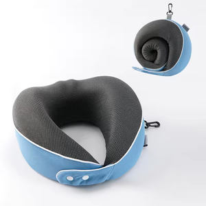 Luxury Velvet Travel Neck Pillow U-Shaped <b>Memory</b> <b>Foam</b> Headrest Breathable Striped Fabric Support for Flight Sleeping - Product Image 5