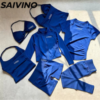Ensemble 2 pièces de yoga et fitness sans couture, infroissable, en Spandex/Nylon uni, avec short de yoga et pantalon de course taille en V