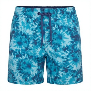 Trajes de Baño para Niños con Estampado Tie Dye Azul, Shorts de Playa para Niños, Shorts de Natación con Cordón para el Verano - Product Image 3