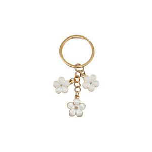 White Floral Alloy <b>Keychain</b> Round Fashion Jewelry Accessory For DIY Gifts ER569 - Product Image 5