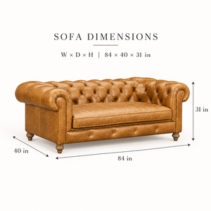 Sofá de Tres Plazas de Cuero Genuino, Estilo Moderno de Mediados de Siglo, con Respaldo Acolchado, Brazos Enrollados y Patas de Madera, para Uso en Almacenes o Villas - Product Image 1