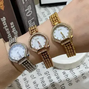 Scottie 9598 Mode Elegant Shell Dial Design Waterdicht Beste Moissanite Rvs Diamant Quartz Horloge Voor Dames