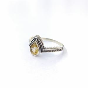 Bague en citrine de la meilleure qualité, en argent sterling 925, bague en pierres précieuses, citrine, collection artisanale, bagues fines, bijoux en argent, prix de gros - Product Image 3