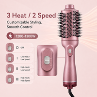Brosse Soufflante Chauffante Professionnelle 1200-1300W 220-240V Température et Vitesse Réglables Cylindre Céramique Rotation 360°