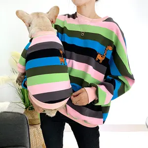 Rainbow French Bulldog Hoodies Family Clothes for Dog and Owner Matching Outfits Winter Coat for Small Dogs Mama-Mom and Pet