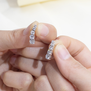 Boucles d'oreilles en diamant rondes Messi Jewelry MSE-879 PT950 pour femmes - Product Image 5