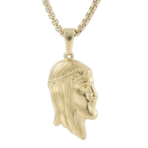 Stainless Steel Jesus Face Pendant With <b>Chain</b> 3.0*60cm Square Pearl <b>Chain</b> <b>Silver</b> Gold Fashion Necklace For Men And Women - Product Image 5