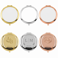 Miroir compact en métal moderne gravé sur mesure, cadeau de mariage personnalisé, miroir de maquillage pour demoiselle d'honneur avec nom, monogramme, date, logo