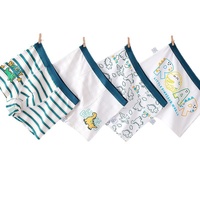 Boxers pour garçons en pur coton de classe 5A, motifs rayés/à carreaux/dinosaures, avec étiquette au col, sans pression sur les fesses