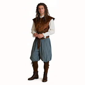 En gros Costume de paysan Renaissance, Gilet de pirate, Chemise de poète, Pantalon ample pour homme, pour Cosplay, Halloween, Carnaval, Tenue de scène - Product Image 2
