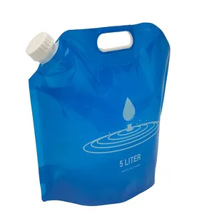 Factory manufacture Light blue custom printing spouted pouch with plastic handle leakproof shaped pouch with nozzle