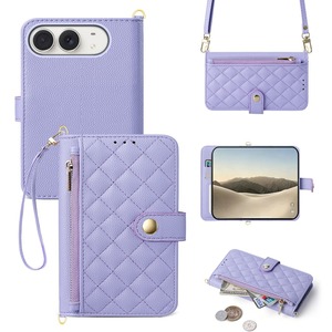 Funda de piel sintética acolchada con cremallera, correa cruzada, ranura para tarjetas y bolsillo para efectivo para teléfono plegable - Product Image 4