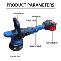 Polisseuse orbitale sans fil 15 mm avec batterie 3 Ah - Polisseuse de voiture portable à vitesse variable pour polissage à l'eau