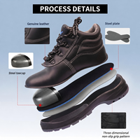 Bottes de sécurité industrielles AOXIANG à embout d'acier, anti-corrosion, doublure en maille, semelle extérieure en PU, tige en cuir, été/hiver