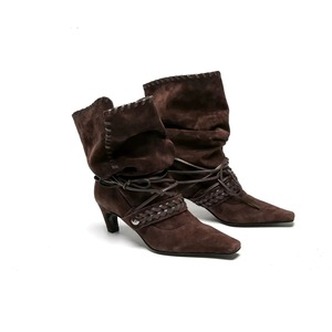 Fabricante personalizado señora Retro arrugado Skinny Boots medio tubo moda pantorrilla Vintage punta cuadrada mujeres <span class=keywords><strong>botas</strong></span> - Product Image 2