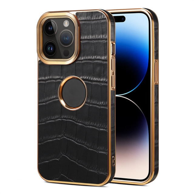 New Exquisite Crocodile Skin Electroplated Phone Case for iPhone 17 16 15 14 13 Pro MAX TPU Leather Phone Case