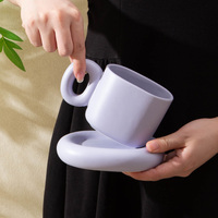 Tasses et soucoupes en céramique style nordique, ensembles de tasses à eau pour couple et ensemble de tasses à café en céramique personnalisées pour la maison