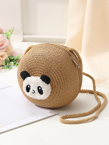 2025 New Summer Mini Cute Crossbody <strong>Bag</strong> Women Red <strong>Panda</strong> Woven Straw Frame Shape Single Strap Zipper Closure Waterproof Handbag - Product Image 5