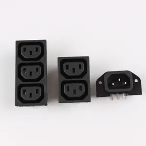 3 Ways C13 Female Power Socket AC electric wall socket embedded four positions inlet 10A250V black color