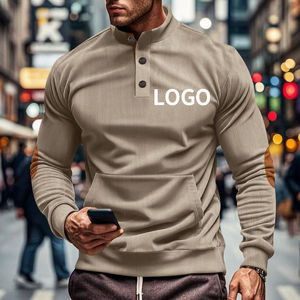 Oem Service Sudadera High Quality Sweatshirt Pullover Quarter Zip Bottom Corduroy Zip Half Custom Logo <b>Henry</b> Men Sweatshirt - Product Image 1