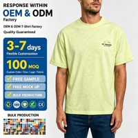Kaos Pria Bahan Katun Slub Sablon Sutra Kuning, Kerah O-neck, Lengan Pendek, Ringan, Kasual, dan Bernapas