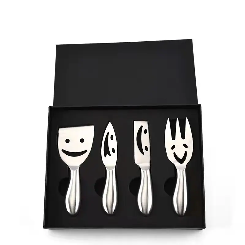 6 pcs stainless steel cheese knife set cheese knife set is an ideal gift Functional meat patties utensils Smiley Cheese Knife