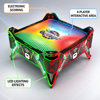 Mesa de Hockey de Aire Electrónica para 4 Jugadores con Puntuación Electrónica, Efectos LED, Máquina de Juegos Arcade para Bares, Clubes y Parques de Diversiones, 1 Año de Garantía