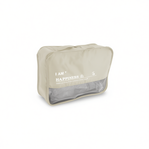 Beige Large Travel <b>Storage</b> Bag 40*32*12cm for <b>Clothes</b> <b>Storage</b> - Product Image 1