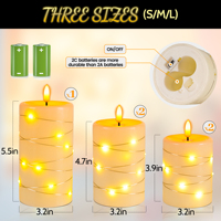 Guirlande lumineuse à LED blanc chaud effet flamme, finition mate, en cire de paraffine, télécommande, alimentée par piles, sans feu, pour Noël et Pâques