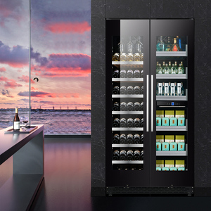 Cocina casera Refrigerador de <span class=keywords><strong>vino</strong></span> y bebidas Enfriador de doble puerta Temperatura de doble zona 16 estantes - Product Image 6